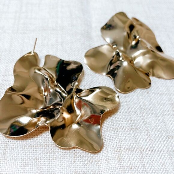 Geo shaped gold earrings N195 - Picture 6 of 6
